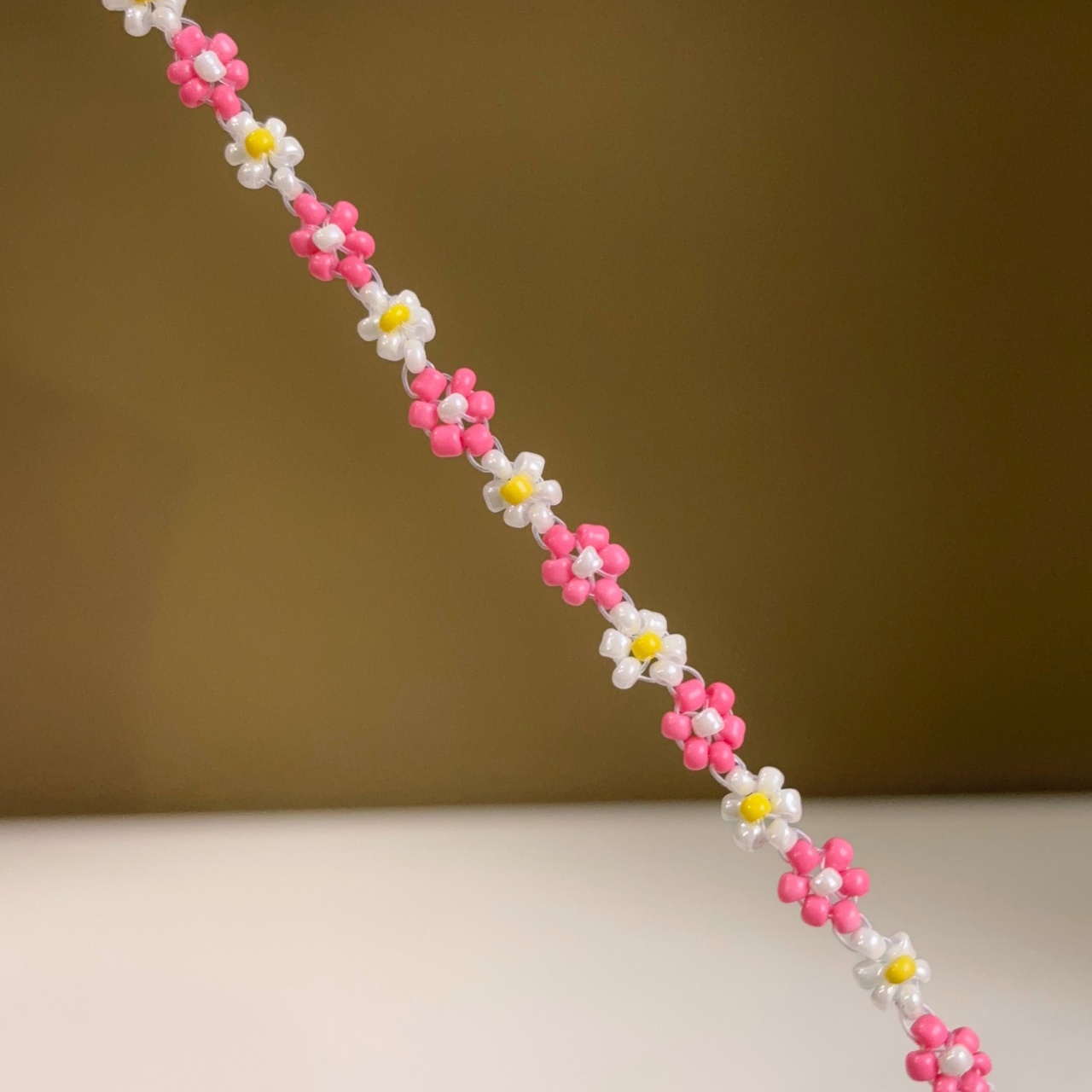 Pink & White Daisy Bracelet - Image 4