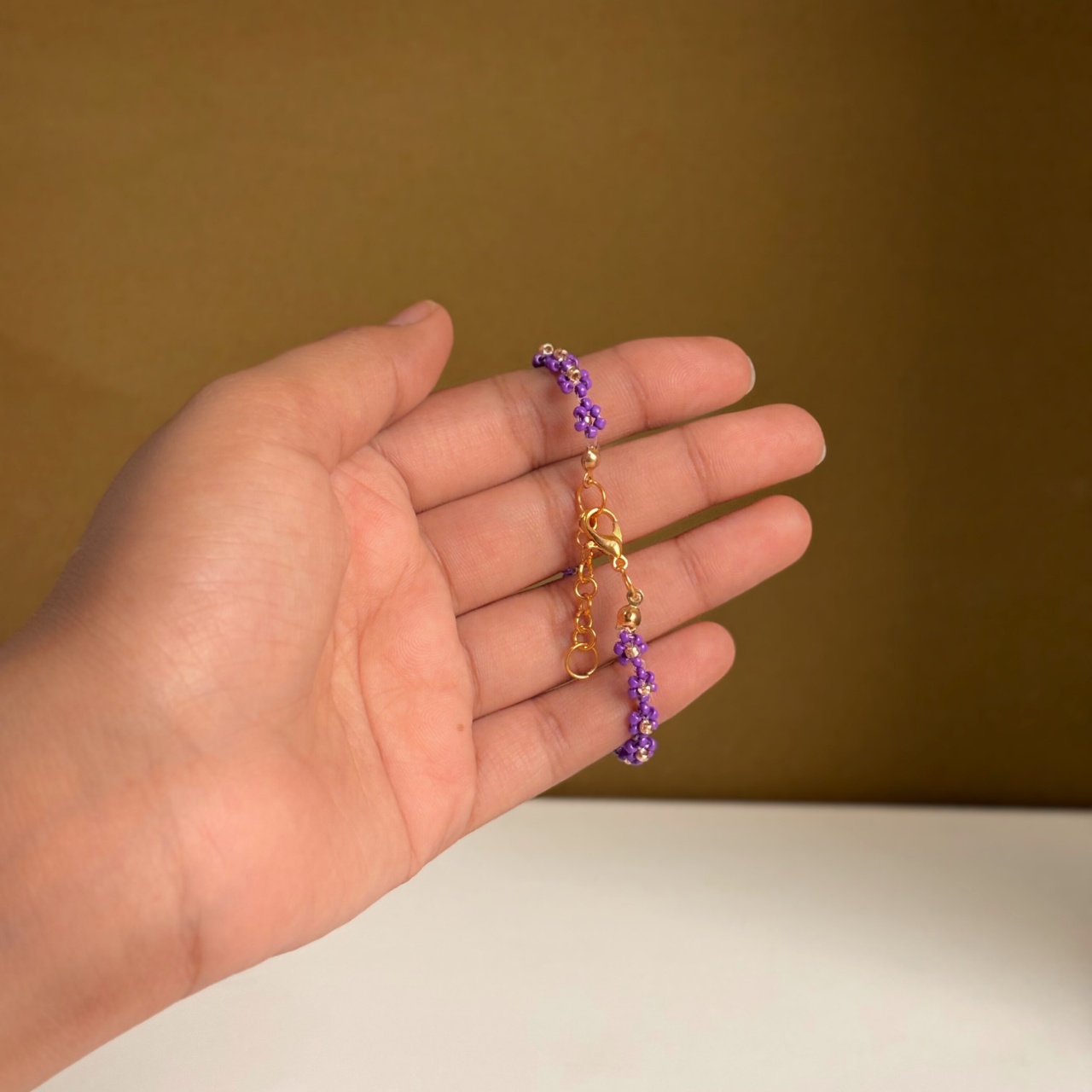 Purple Daisy Flower Bracelet - Image 3