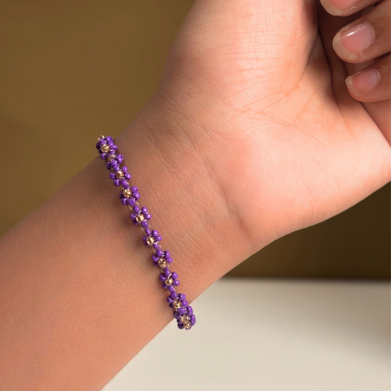 Purple Daisy Flower Bracelet - Image 4