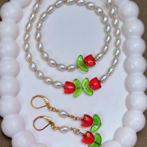 Red Tulip Jewellery Set
