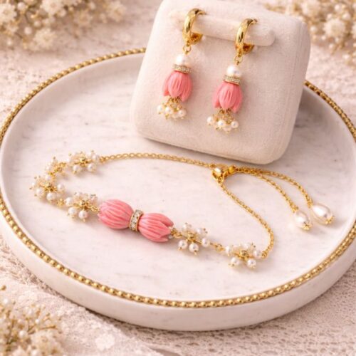 Lotus Bracelet and Earrings Combo